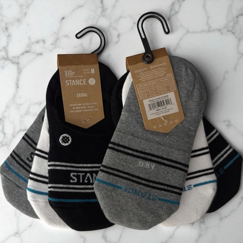 STANCE NO SHOW CASUAL  LIGHT CUSHION THREE PAIRS IN EACH PACK THREE DIF COLORS